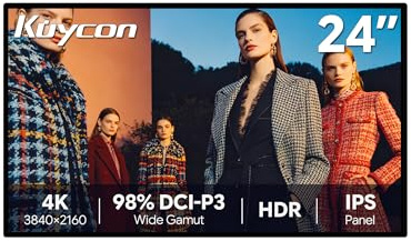Kuycon P24U 24 inch FHD (3840 x 2160) 4K 60HZ Gaming Monitor, IPS, 1.07 Billion Colors, 99% sRGB, 8ms, HDR, Eye Care, Anti-Glare, 178° Viewing Angle (Minimalist - without Stand)
