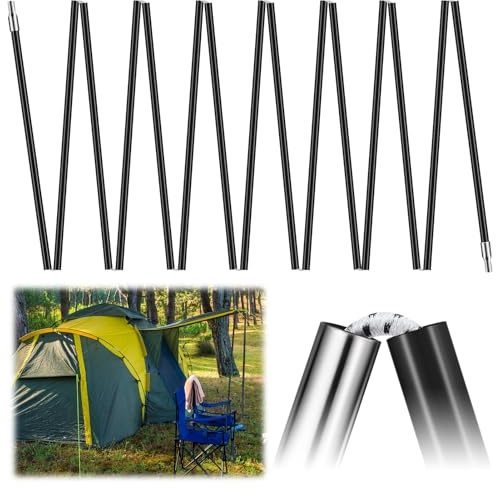 Yaocom 2 Stück Fiberglas-Zeltstangen-Ersatz, 6,1 m, 9,5 mm, universell | Vormontierte schwarze Zeltstangen, Campingrutenteile, für Wandern, Outdoor, Camping, Rucksackreisen