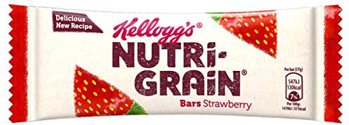 Kellogg's Nutri-Grain Strawberry Snack Bars 37g | Soft-baked breakfast bars with a fruity filling, made with wholegrain , individually wrapped snack bars for busy mornings