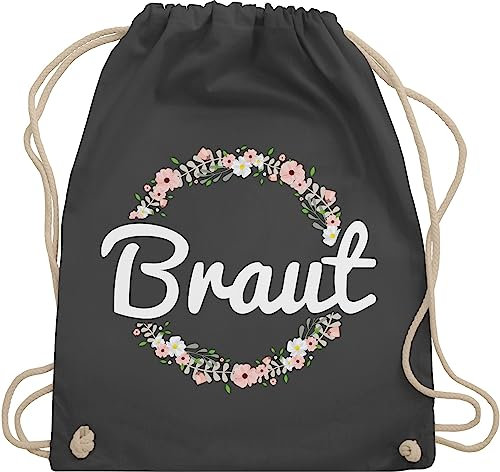 Shirtracer Turnbeutel Rucksack - JGA Junggesellenabschied Frauen - Braut Blumenkranz - Unisize - Dunkelgrau - brautgeschenk brauttaschen bachelorette party bripe beutel brauttasche