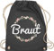 Shirtracer Turnbeutel Rucksack - JGA Junggesellenabschied Frauen - Braut Blumenkranz - Unisize - Dunkelgrau - brautgeschenk brauttaschen bachelorette party bripe beutel brauttasche