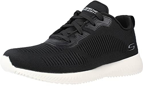Skechers Women's Bobs Squad Tough Talk Sneakers, Black Engineered Knit, 4 UK