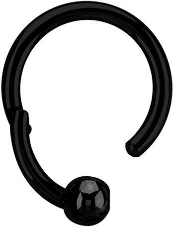 Piercing 316l Stahl Ring BCR, Clicker 1,2 x 8 mm mit 3 mm Kugel, schwarz beschichtet
