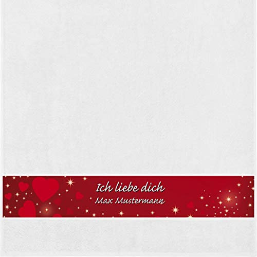 Manutextur Duschtuch mit Namen - personalisiert - Motiv Liebe - Herz - viele Farben & Motive - Dusch-Handtuch - weiß - Größe 70x140 cm - persönliches Geschenk mit Wunsch-Motiv und Wunsch-Name