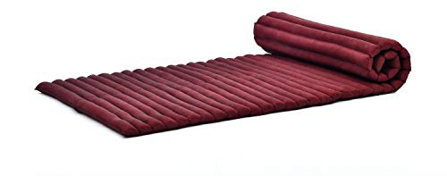 Leewadee Faltbare Bodenmatratze - Japanischer Rollbarer Futon - Tatami Faltmatte - Gästebett - Camping Matratze - Thai Massage Matte, Kapok Füllung, Rot