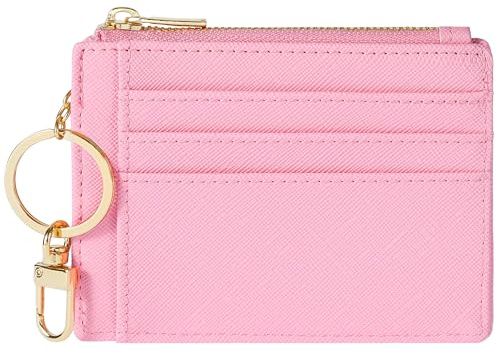 Sodsay RFID Wallet Women Card Case Slim Front Pocket Wallet for Women Credit Card Holder with Keychain(CH Pink)