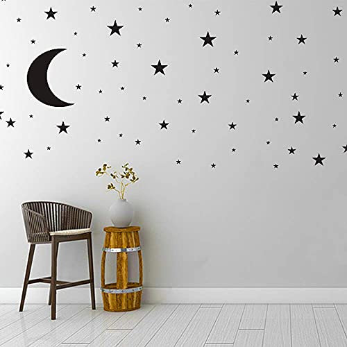Adesivo da parete in vinile con luna e stelle, rimovibile, per bambini, fai da te, decorazione per la cameretta dei bambini, decorazione per la cameretta dei bambini, decorazione per la casa