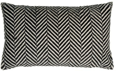 pad - Zella - Kissenhülle, Zierkissen, Kissen - Kunstpelz - Schwarz - 30 x 60 cm - ohne Füllung