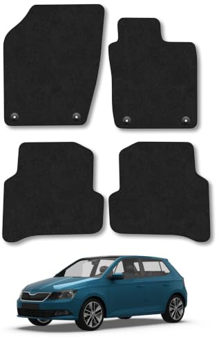 Skoda Fabia (2014-2021) Carpet Car Mats | Black Edge Trim Tailored Fit Floor Mats Full Coverage Protection Accessories Easy Clean Anti Slip Made in the UK