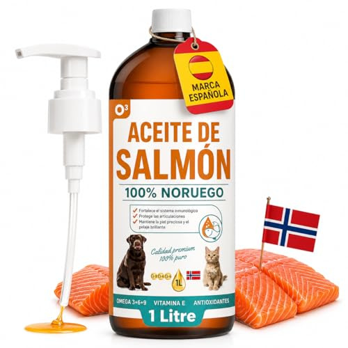 Detox Organica Aceite de Salmon Perros y Gatos 1 L - Noruego, 100% Natural