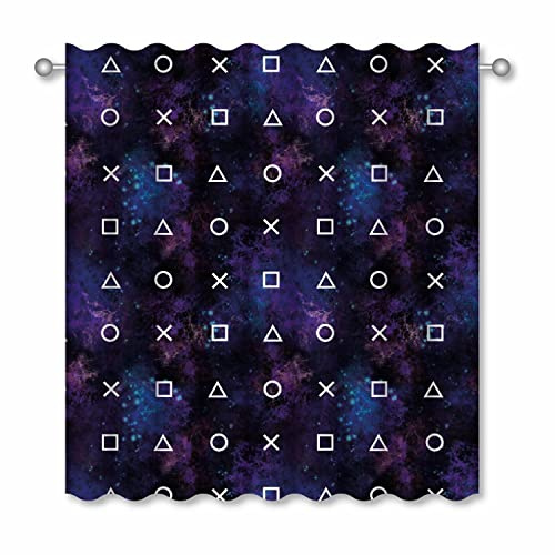 Playstation Nebula Curtains - Playstation Controller Icons Design - 66 Wide x 72 Drop