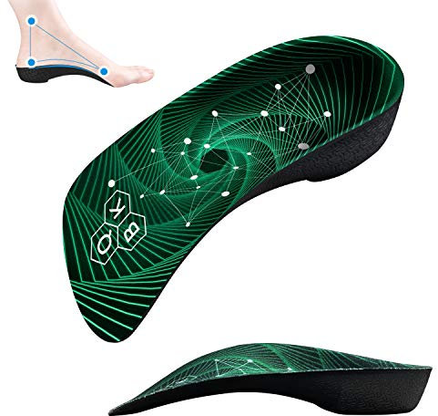 Plantari Ortopedici Piede Piatto QBK 3/4 Solette Antiodore con Arco Alto Supporto Solette Scarpe Donna e Uomo per Fascite Plantare Dispersione Tallone Pressione e Sollievo Dolore, M