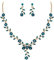 Clearine Juegos de Joyas Conjunto de Joyería de Boda Collar con Colgante de Cristal de Flor de Racimo de Hojas, de Aretes Colgantes,Color Azul Oro-Tono