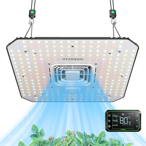 VIVOSUN LED Grow Lampe 100W Einstellbarem Vollspektrum Pflanzenlampe mit Integriertem Zirkulationsventilator AeroLight A100 Grow Light mit GrowHub Controller E42A für Growzelt Zimmerpflanzen