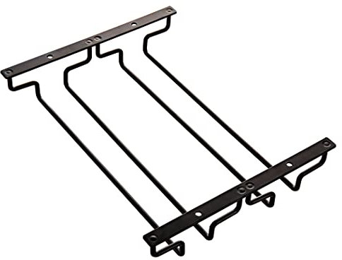 Dianoo 27.5cm Black Wine Glass Rack Under Cabinet, Wine Glasses Storage Hanger, Hanging Stemware Rack For Bar Dining Room, 2 rows