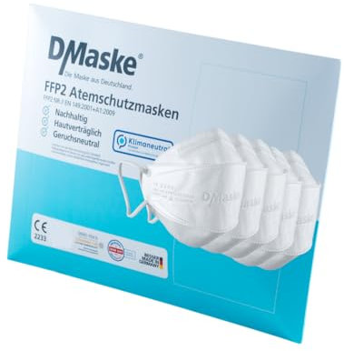 DMaske - FFP2 Masken - Deutscher Hersteller - FFP2 zertifiziert EN 149:2001 + A1:2009 - Modell: Luftkaiserin - 20 Stück - Klimaneutrale Atemschutzmaske mit verbesserter Atemfähigkeit