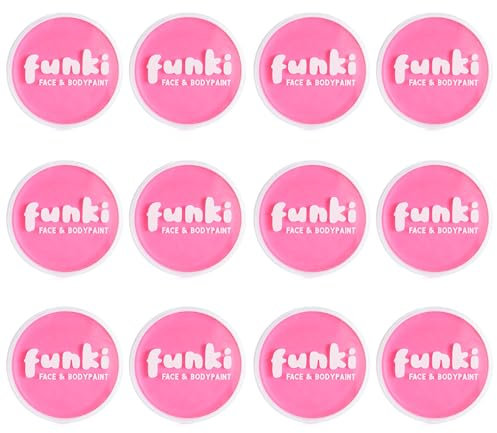 Pintura facial rosa a base de aceite, bote de pintura rosa para cara y cuerpo, perfecta para una variedad de eventos de disfraces, paquete de 12