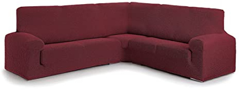 Milica Husse für symmetrisches Ecksofa | Superelastischer Stoff, perfekte Passform und Rundumschutz | Waschbare elastische Husse, rutschfest und weich – Farbe: Rot, Größe Normal (bis 450 cm)