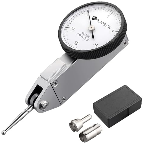 Neoteck Dial Test Indicator with Storage Case, 0-0.03/0.0005 Test Indicator with 2 Steel Dovetail Clamps 3/8'' and 5/32'' for Machine Set-Up, Narrow Area Measurement