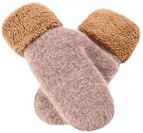 Thermohandschuhe für Damen, Winterhandschuhe, warme Handschuhe, mit Fleece gefütterte Strickhandschuhe, elastische Bündchen, gestrickte, warm gefütterte Handschuhe Winterhandschuhe (Khaki, One Size)