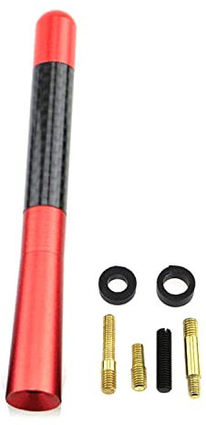 GERUI Autoantenne12 cm Kohlefaser Kurz Funkantenne Universal Kfz Antenne Dachantenne Funksignal Antenne (Rot)