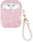 Custodia Scintillante in Silicone Compatìbile con AirPods 1&2, Anti-Smarrimento Antiurto Custodia Protettiva con Portachiavi in Perle per Donne & Ragazze [Rosa Scintillante]