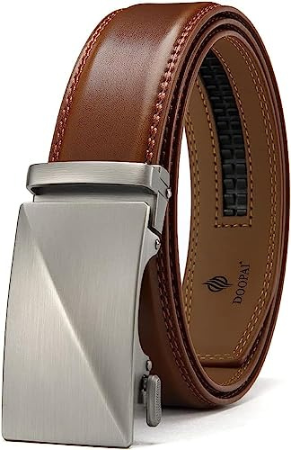 DOOPAI Leather Ratchet Belts for Men Automatic Belts Men Slide Buckle 35mm