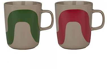 Marimekko Oiva/Seireeni Mug 2,5 dl, 2 pcs - Terra, Green, red