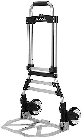 BE COOL Faltbare Aluminium Sackkarre, Sackrodel – Tragkraft bis 80 kg, strapazierfähig, höhenverstellbar, handlich und portabel, Schwarz