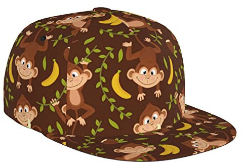 FJAUOQ Lustige Affe mit Banane Baseball Cap Niedliche Affe Hüte Einstellbare Sommer Snapback Trucker Hut für Damen Herren, Monkey-c0004, One size