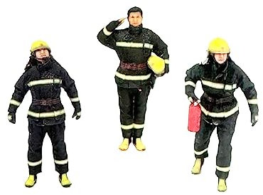 JISADER 3 Stück Miniatur-Feuerwehrfiguren Tiny People Modell Diorama Actionfiguren für Puppenhaus, 72.