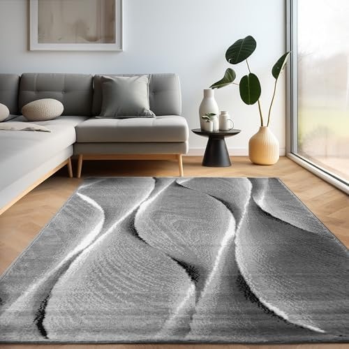 Carpettex Teppich Wohnzimmer Kurzflor 280 x 370 cm Modern Ombre Design Schwarz - Teppich Schlafzimmer Weich Flauschig Waschbar Küchenteppich - Esszimmer Kinderzimmer Flur Teppich Wohnzimmerteppich
