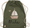 Turnbeutel Rucksack - Süßes Segelboot Boot Segler - Unisize - Olivgrün - segler-geschenk bag und name stoff