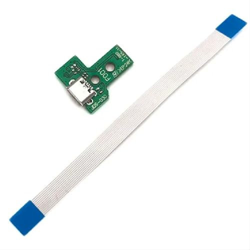BARAC Placa Conector de Carga Puerto Micro USB para Mando PS4 JDS 030 Reemplazo PlayStation4 + Cable Flex 12 Pin