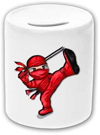 Keramik Spardose mit Personalisierung z.B. Name und Schriftartwahl (Ninja)