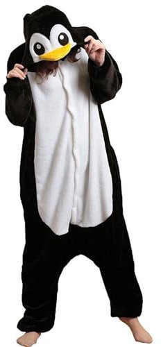 LATH.PIN Adulte Kigurumi Unisexe Anime Animal Costume Cosplay Combinaison Pyjama ou Déguisement (Pingouins,M(Convient 158-165cm))