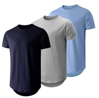 JMIERR 3 Pack T Shirt Herren Sommer Basic Einfarbig T-Shirt Baumwolle Slim Fit Hemd Kurzarm Sportwear L