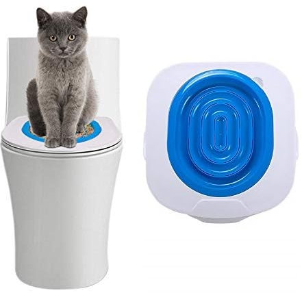 PAREKS Kit di addestramento per gatti universale, per insegnare al tuo gatto a usare il WC, design rimovibile, materiale ABS, blu e bianco