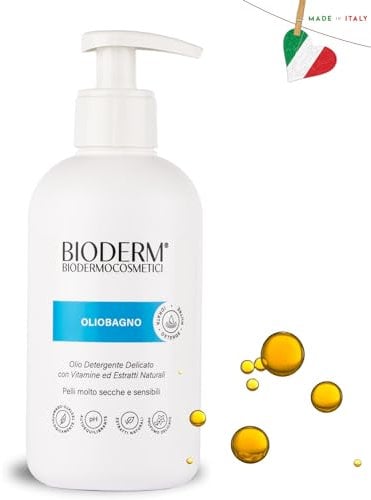 Bioderm Olio Bagno - Olio Doccia Delicato per Pelli Molto Secche, Sensibili e Particolarmente Impoverite - Idrata Deterge Nutre - Profumo Delicato - Ideale per Neonati, Bambini, Adulti, Anziani -300ml