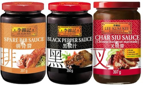 Lee Kum Kee BBQ & Marinade Sauce - Chinese Spare Rib Sauce, Black Pepper Sauce & Char Siu Sauce (Pack of 3)