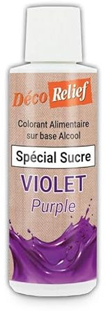 Déco Relief - Colorant Alimentaire Liquide Violet 125 ml- Spécial Sucre - Base Alcool - Colorant Professionnel