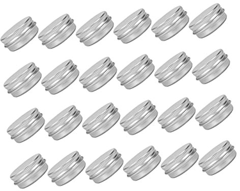 Yardenfun 24pezzi Contenitori Alluminio Rotondi Da Barattoli Vuoti Per Cosmetici e Accessori Con Design Sicuro e Stile Elegante Per Trucco Gioielli e Piccole Decorazioni