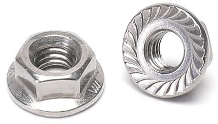 QXSKSLH 10 tuercas de brida de 3/8-16, tuercas de bloqueo de brida hexagonal dentadas de 3/8-16, acero inoxidable 304, acabado liso