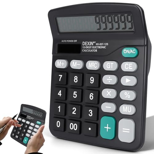 TNOMSNO Calculadora, Calculadora Oficina calculadora Grande, Calculadora Básica con Pantalla LCD de 12 Dígitos y Botones Grandes, Calculadora para Cálculos de Oficina y Escolares