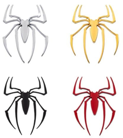 4 Pcs 3D Fahrzeug Spinne Chrom Auto Aufkleber Spinne Form Spinne Auto Aufkleber der Rückseite, Spinne Emblem Auto Logo Aufkleber Abzeichen Spinne Aufkleber Für Basteln Laptops Auto Dekoration