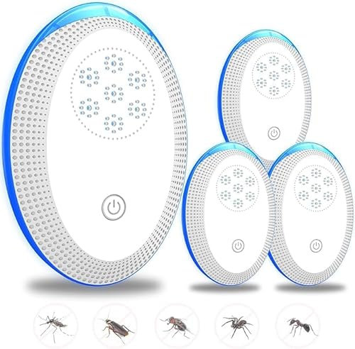 Ultraschall-Schädlingsvertreiber, elektronische Insektenschutz-Mausefallen, 4 Packungen für den Innenbereich, Mückenspinnen-Abwehr-Plugin, effiziente Abwehr von Ratten, Spinnen, Mücken, Mäusen