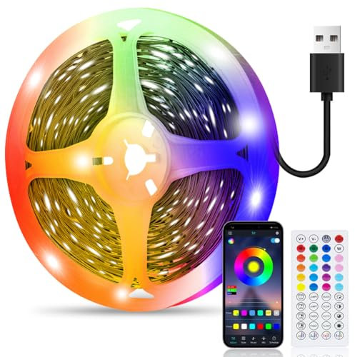 Led Strip Lights 6m, with Remote and APP Control, LED TV Backlights for 70-85 inch TV, USB Powered, Bluetooth Music Sync Color Changing LED for Bedroom, Party, Kitchen, PC