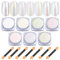 7 Colors White Pearl Chrome Nail Powder - BISHENGYF Aurora Metallic Nail Chrome Powder Holographic Mirror Effect Chrome Powder, Iridescent Shell Powder Glitter Nail Pigment Powder