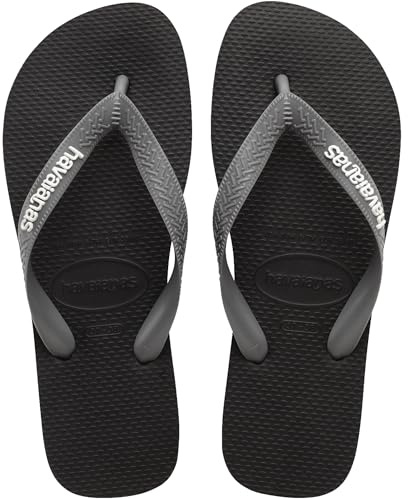 Havaianas - Top Logo Pop Up, Chanclas Cómodas, Estilosas y Versátiles, Basadas en el Modelo Top, Tiras con Logo Llamativo, Suela Antideslizante, Adultos Unisex, Black Steel Grey, 39/40 EU