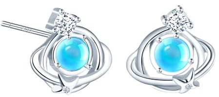 MICSAVI Mondstein Ohrstecker Damen Schmuck Hypoallergene Sterling Silber 925 Planet Ohrringe Stecker für Frauen und Mädchen